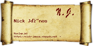 Nick János névjegykártya