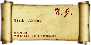 Nick János névjegykártya